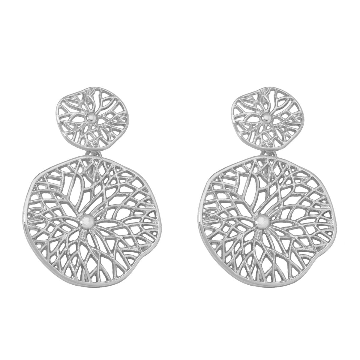 Stylish Vintage-Inspired Hollow Metal Geometric Circle Drop Earrings for Women - Unique Creative Design Perfect for Any Occasion