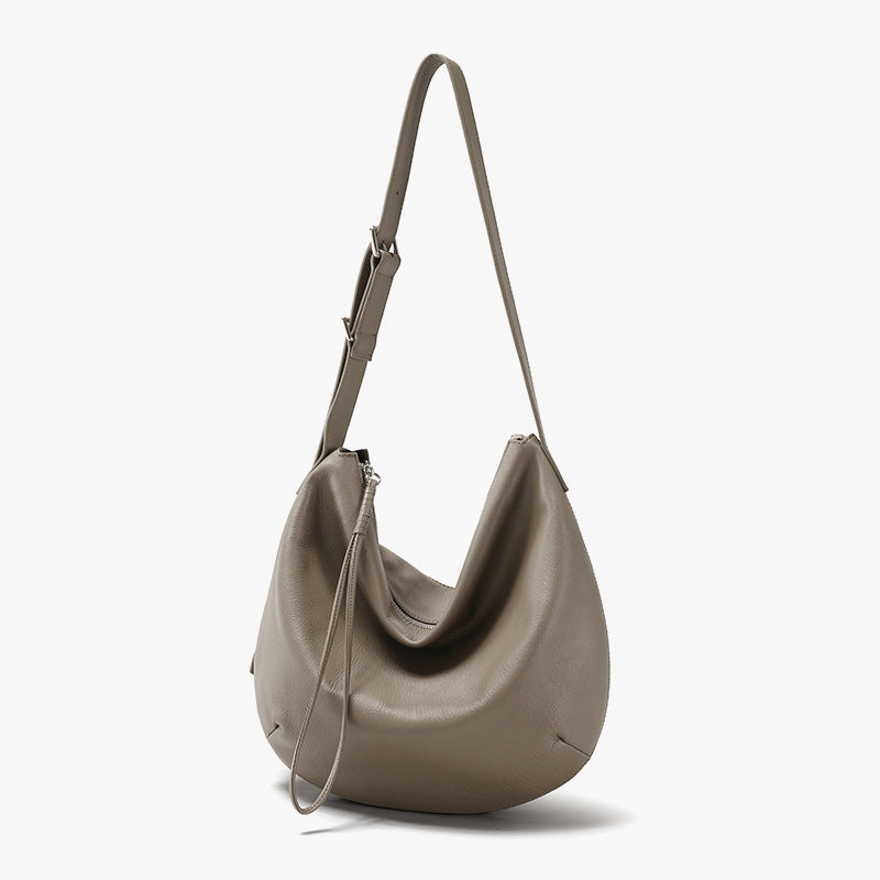Large Capacity Tote Bag Made from Grain Leather Versatile Soft Leather Shoulder and Crossbody Bag for Every Occasion