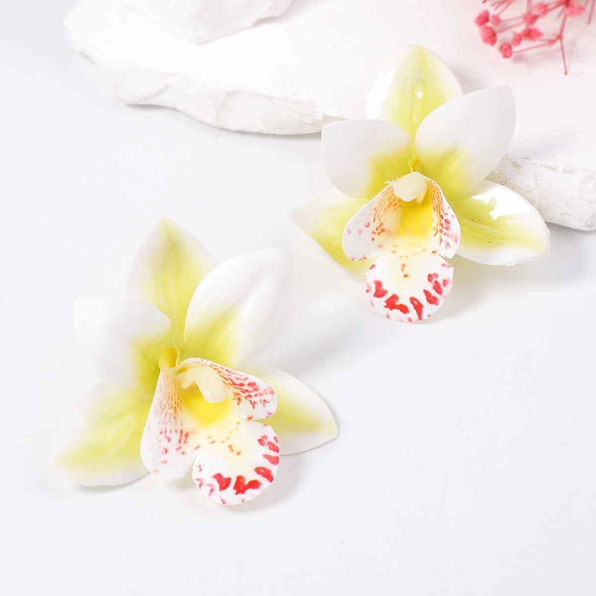 Bohemian Chic Oversized Minimalist Dripping Oil Unique Fabric Flower Stud Earrings – Versatile Vacation Accessories for Women