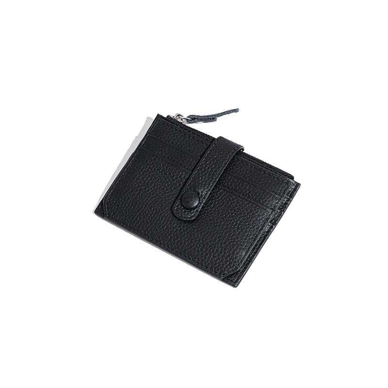 Genuine Leather Ultra Slim Card Holder with Multiple Slots Mini Wallet with Zippered Coin Pocket Grade Cowhide for Everyday Use Commuting Convenience