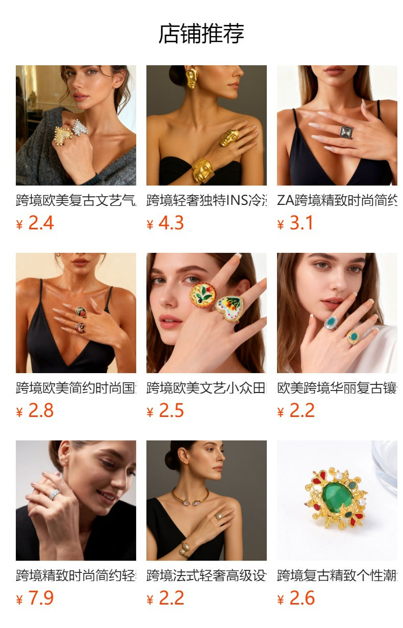 Chic Minimalist Alloy Exaggerated Floral Open Ring for Women - Everyday Versatile Accessory with a Touch of Luxury