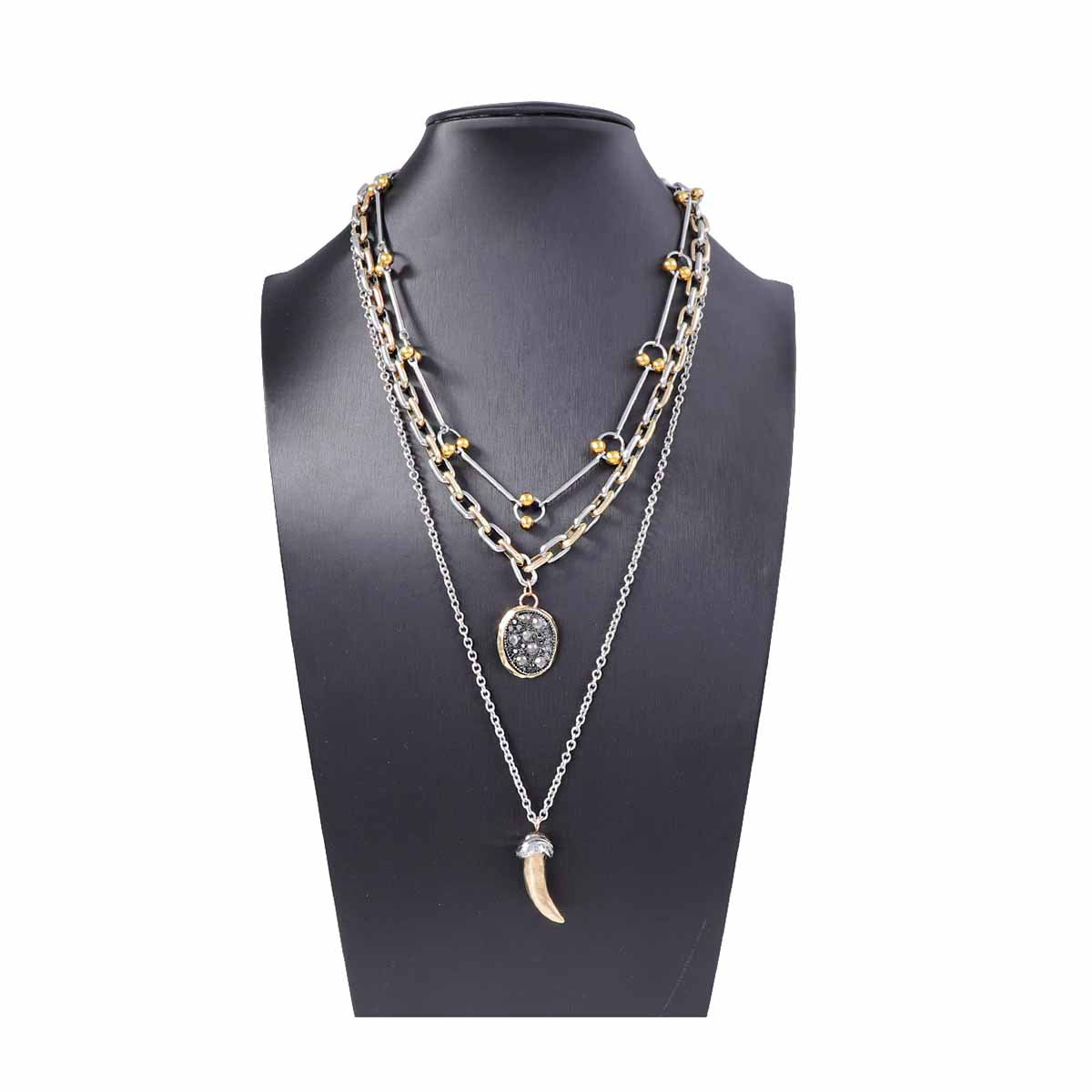 Unique Alloy Animal Horn Pendant Necklace Set - Three Chic Pieces for Effortless Style in Casual Wear - Perfect for the Modern Woman