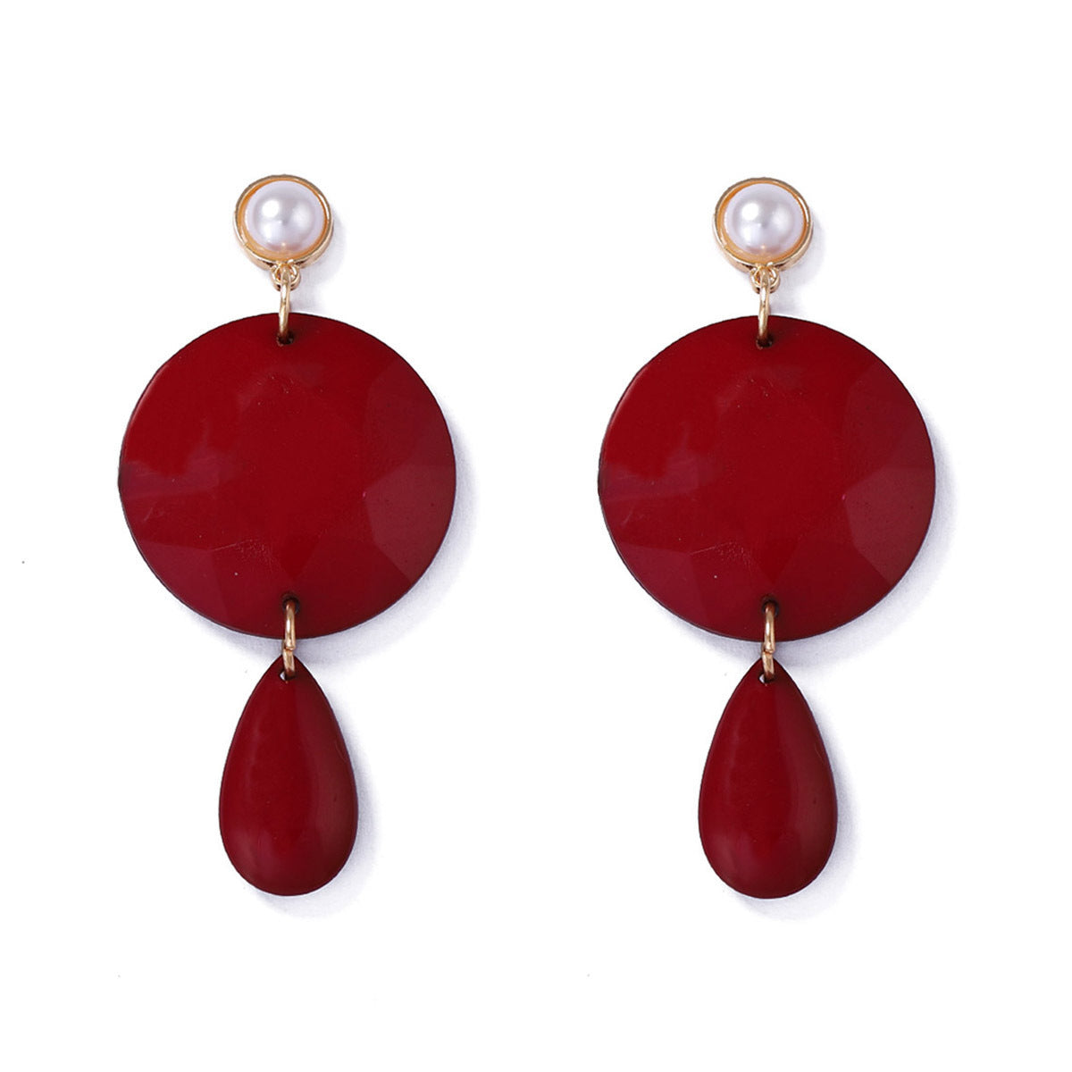Bohemian-Inspired Statement Geometric Oval Earrings with Faux Pearls - Unique Casual Women's Ear Jewelry for a Stylish Look