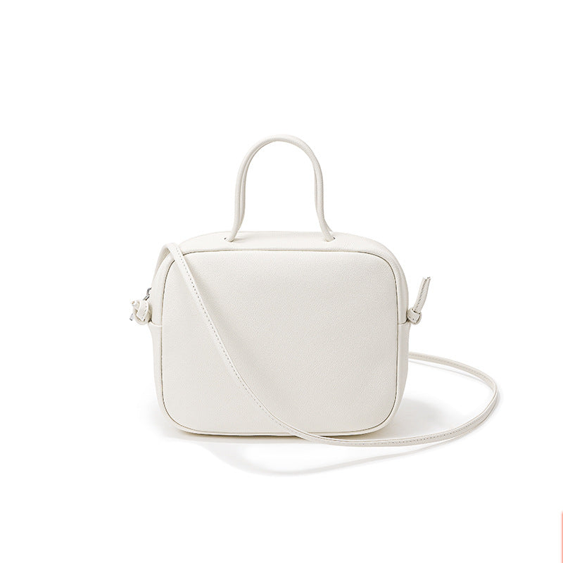 Tofu Bag Japanese Inspired Casual Minimalist Handbag Made from Grain Leather Versatile Shoulder Crossbody Bag for Everyday Use