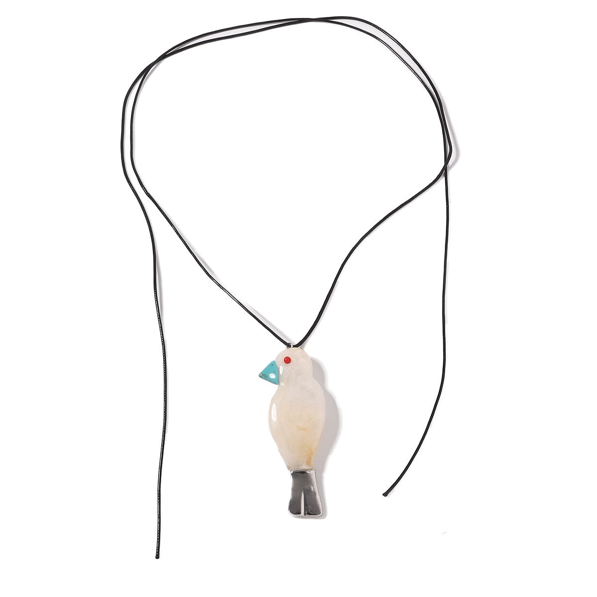 Charming Artistic Long Pendant Necklace Featuring Cute Resin Bird Design - Versatile Minimalist Style for Every Outfit