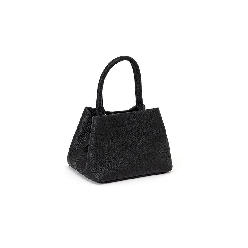Genuine Leather Vegetable Basket Handbag, Cowhide Single Shoulder Crossbody Bag