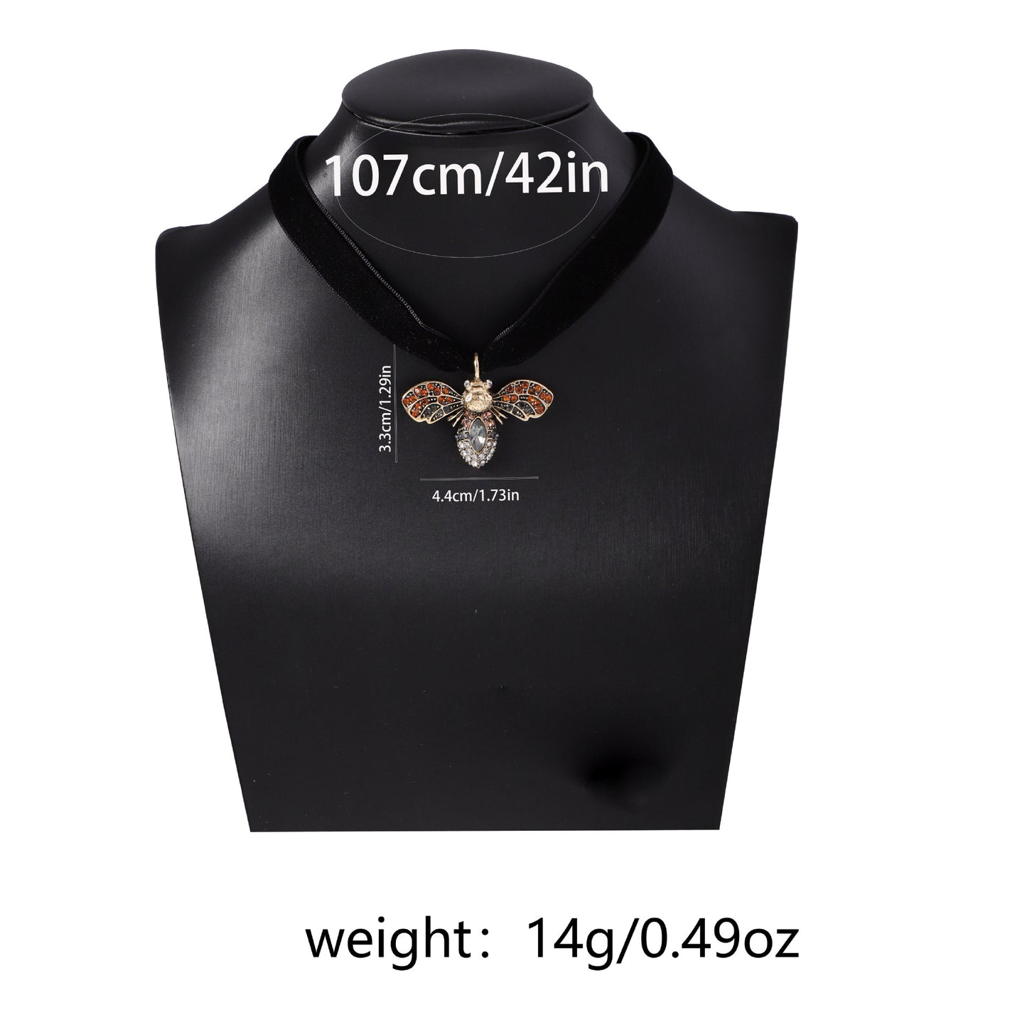 Stunning Winter Collection: Exquisite Rhinestone-Studded Alloy Bee Pendant Long Necklace - Versatile and Stylish Design for Everyday Elegance