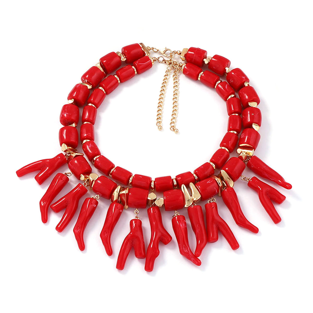 Exaggerated Beach-Inspired Coral Pendant Necklace for Women – Stylish Double Layered Casual Jewelry for Effortless Layering