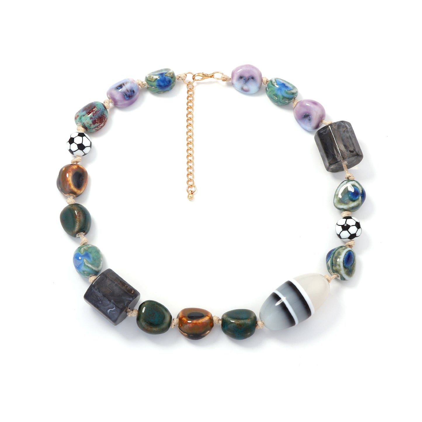 Unique and Stylish Irregular Geometric Ceramic Bead Necklace for Women – Perfectly Versatile for Any Outfit!