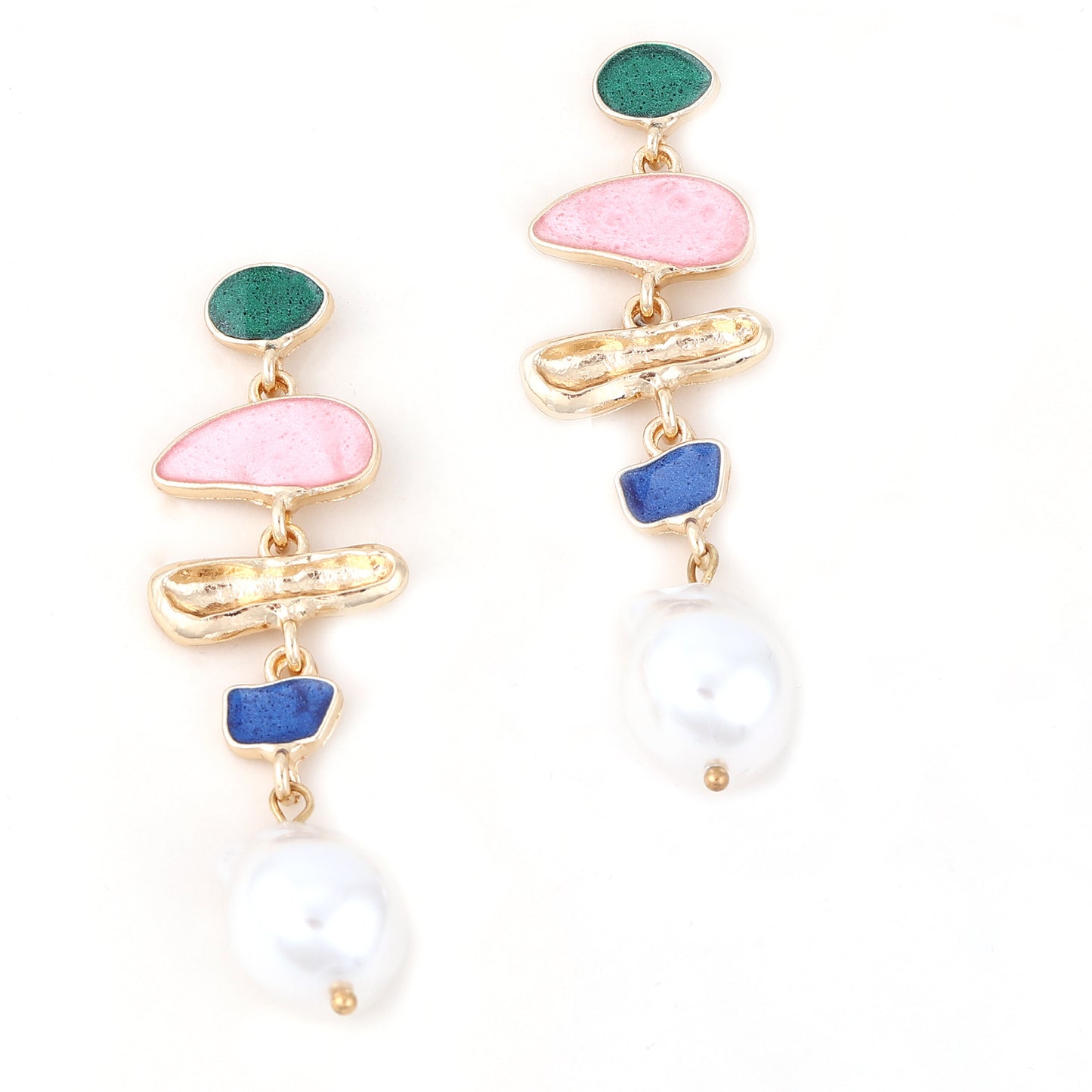 Chic Irregular Geometric Pearl Inlaid Earrings for a Fresh, Versatile Look – Perfect for Trendy Young Women!