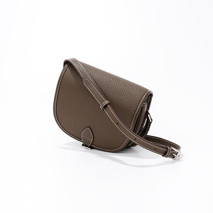 Saddle Bag made of Top Grain Leather with Vintage Design, Versatile Single Shoulder Bag with Lock Closure, Genuine Leather Crossbody Bag for Spring