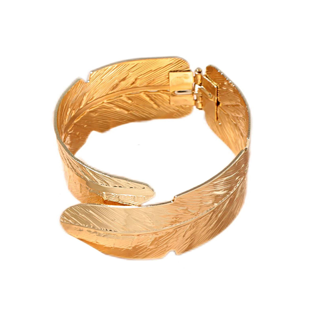 Stylish Oversized Leaf Design Spring Closure Bracelet for Women - Unique and Creative Fashion Statement Piece