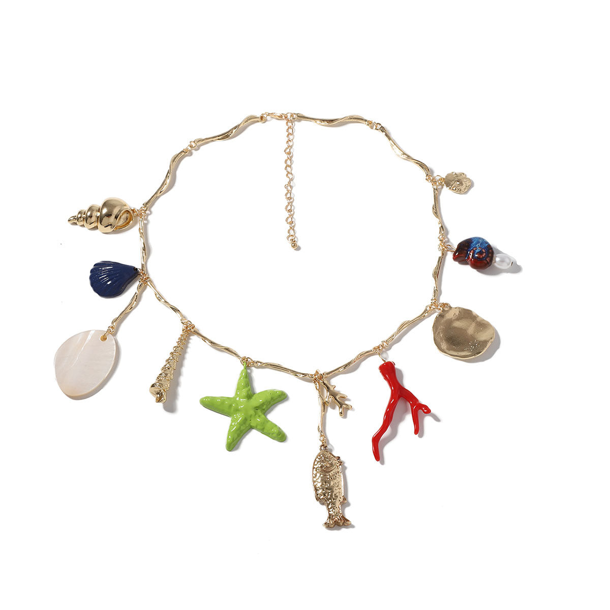 Bohemian Style Exaggerated Alloy Drip Oil Ocean-inspired Animal Pendant Necklace - Unique, Stylish, and Versatile Jewelry for Every Occasion