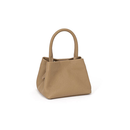 Genuine Leather Vegetable Basket Handbag, Cowhide Single Shoulder Crossbody Bag