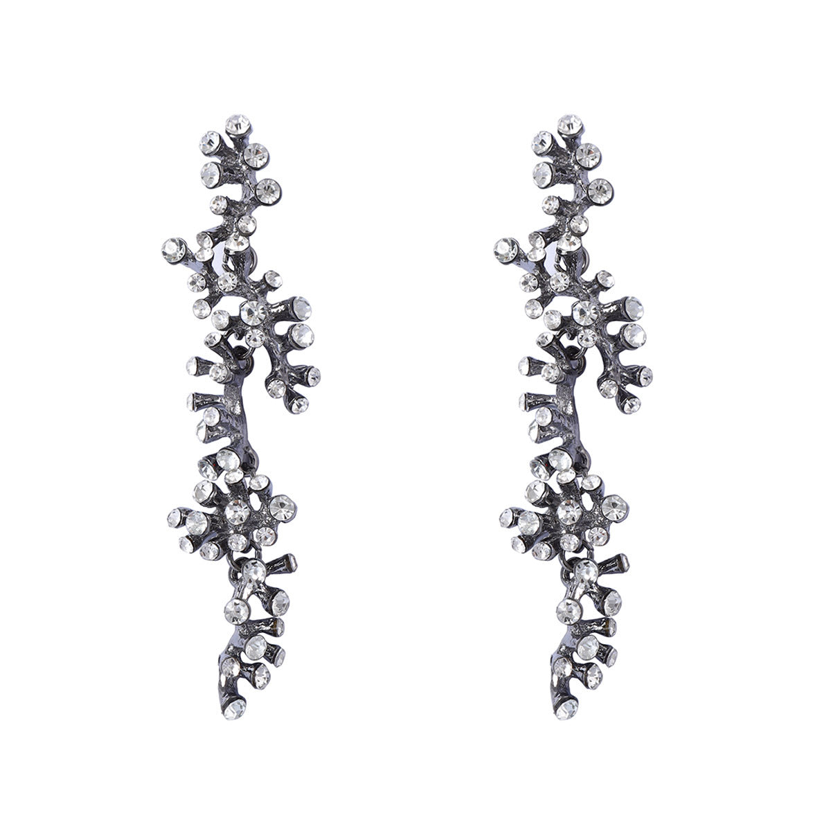 Elegant Long Drop Earrings with Full Rhinestone Cascade Design – Luxurious Alloy Statement Jewelry for Women, Perfect for Parties and Special Occasions