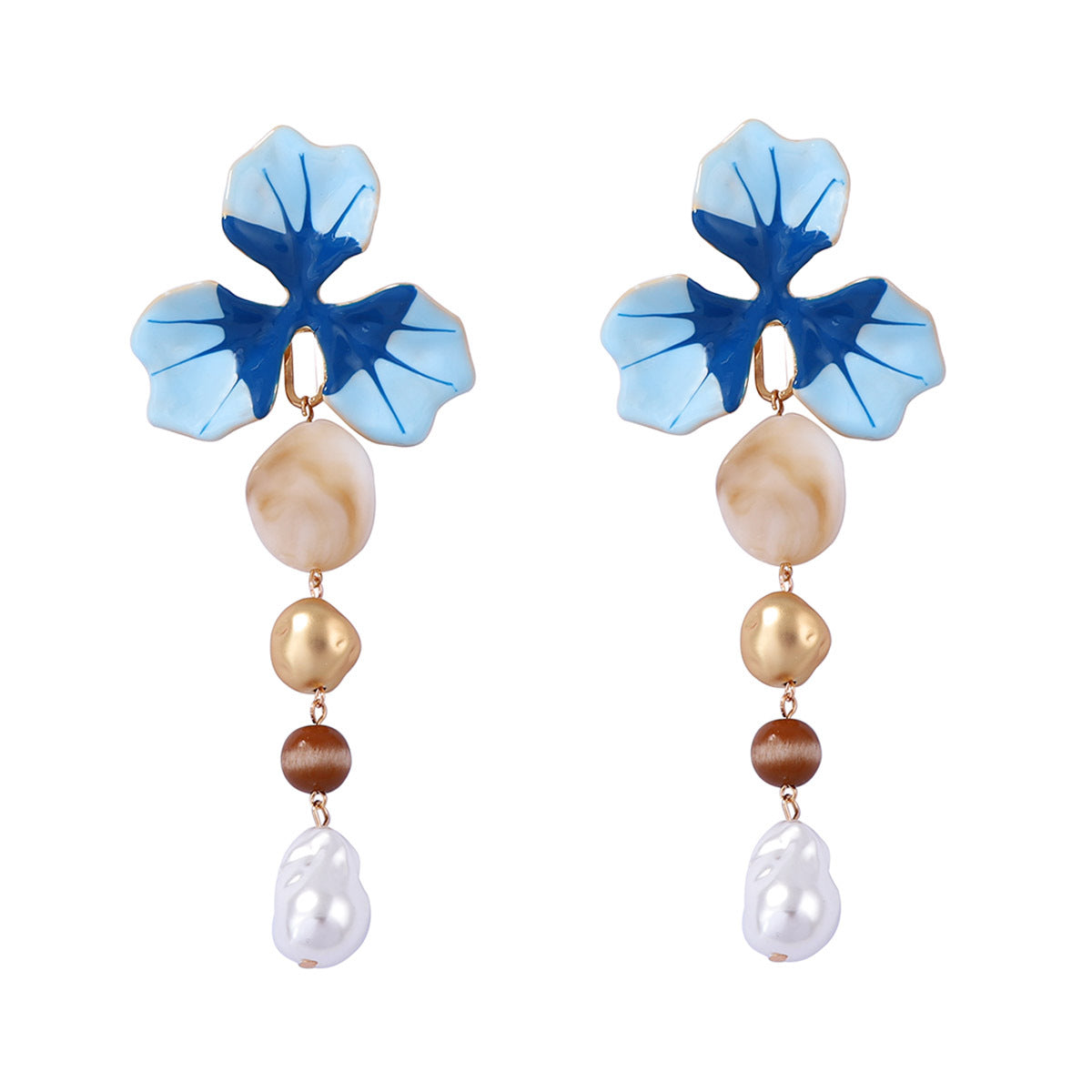 Elegant Luxe Alloy and Resin Y-Shaped Necklace for Women – Stunning Drip Oil Floral Bead Design for a Touch of Sophistication