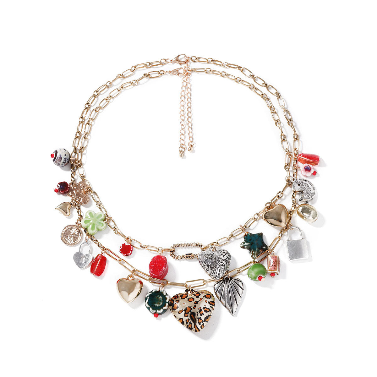 Bohemian Vintage Vacation-Inspired Layered Alloy Pendant Necklace - Versatile Dual-Layer Design for Effortless Casual Style