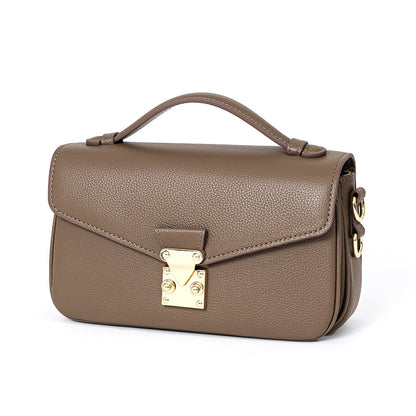 Square Bag with Top Layer Cowhide, Lightweight Luxury Vintage Shoulder Bag, Versatile Commute Handheld Crossbody Bag