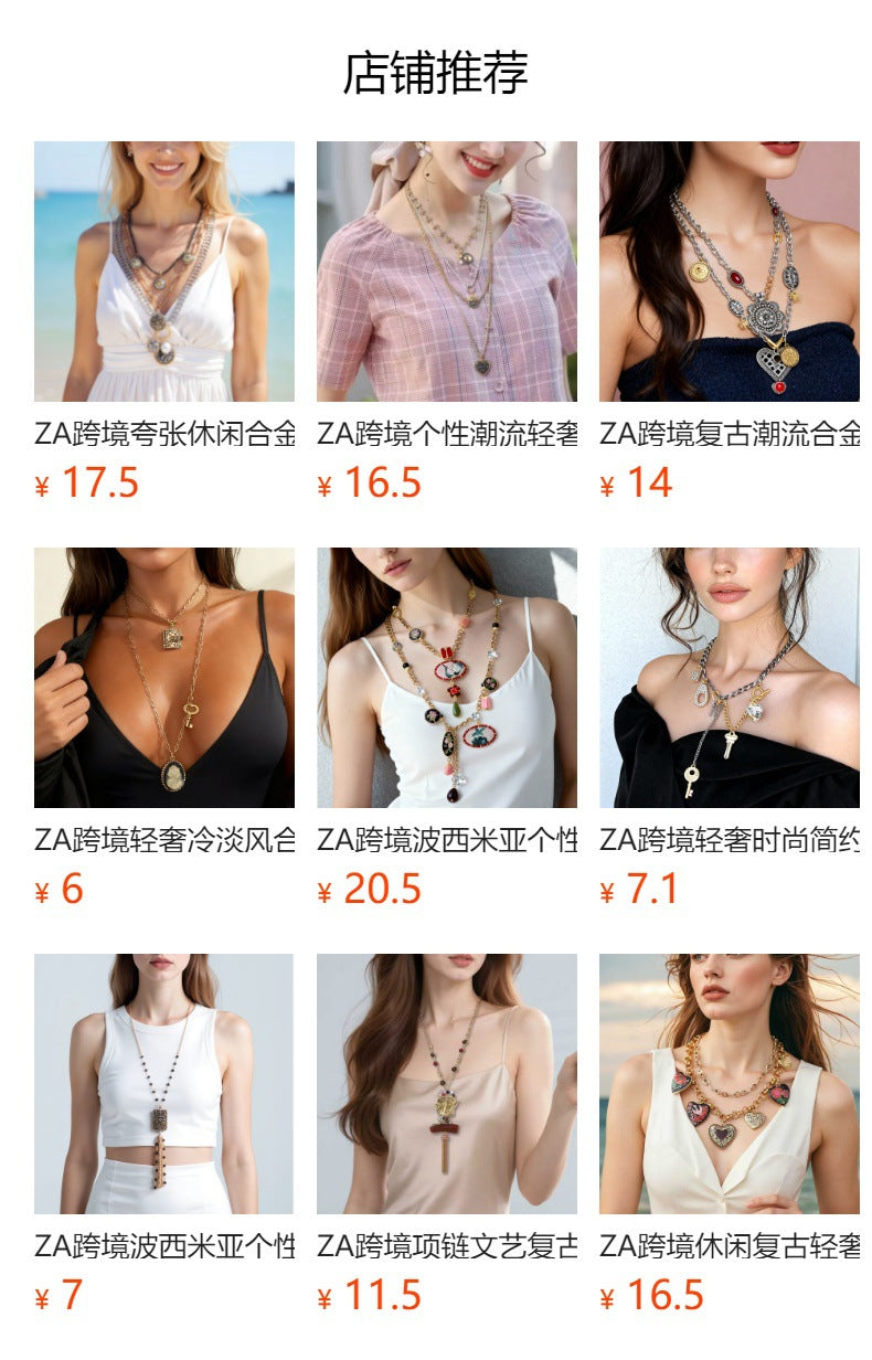 Chic and Luxurious Multi-Strand Tassel Pendant Necklace for Women - Layered Sweater Chain with Exaggerated Design for Effortless Style