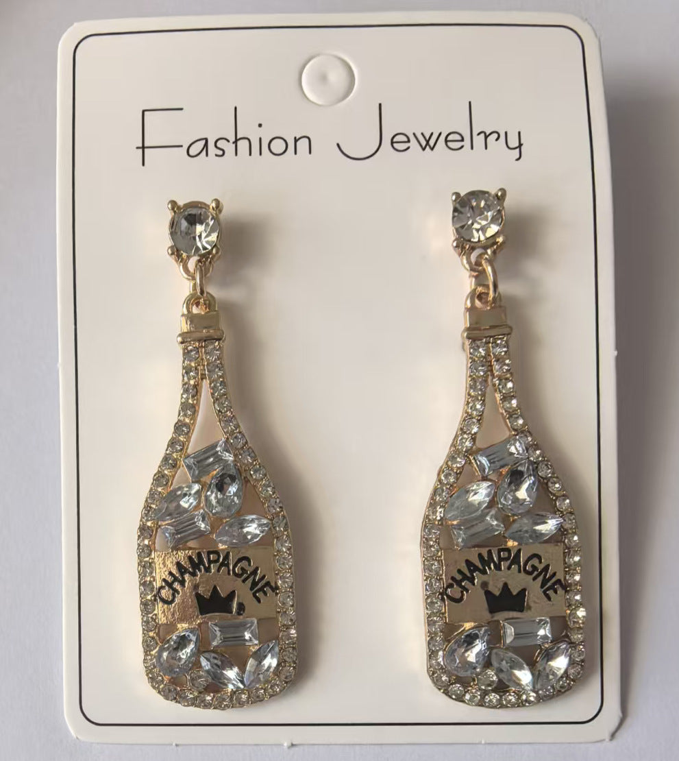 Personalized Element-Inspired Rhinestone Letter Bottle Charm Earrings for Women – Trendy and Unique Fashion Statement
