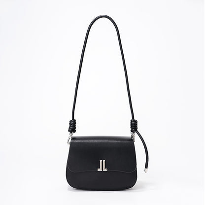 Leather Saddle Bag with High-end Fashion and Versatile Drawstring Closure - Genuine Leather Single Shoulder Crossbody Bag
