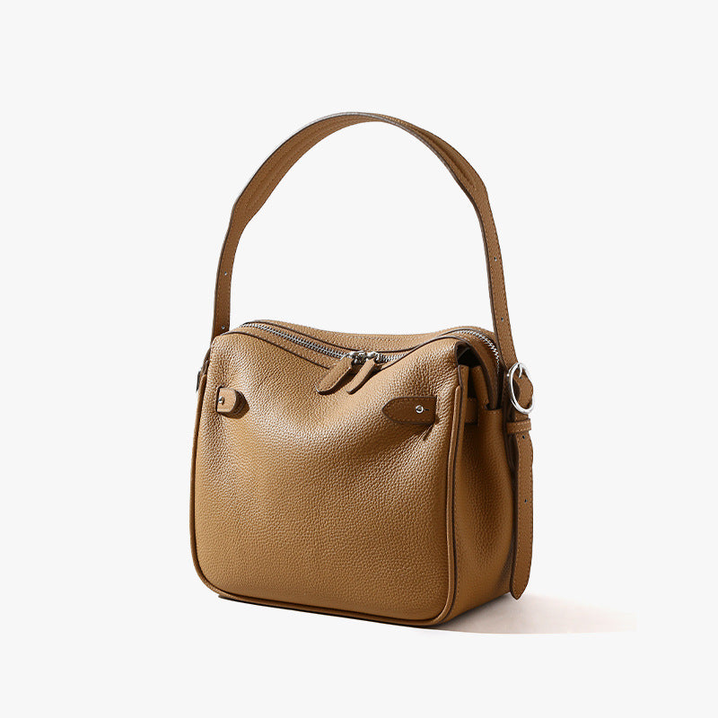 Grain Leather Lunchbox Bag Versatile Detachable Liner Crossbody Handheld Design for Women