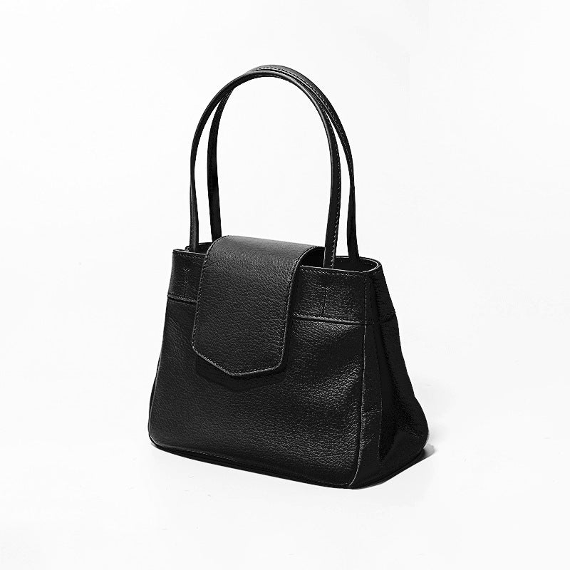 Leather Flap Handheld Small Square Bag Genuine Leather Women's Bag Fashion Versatile Commuter Top Handle Bag for Women
