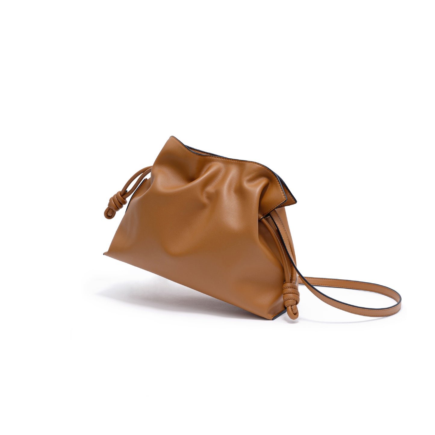 Genuine Leather Women's Drawstring Bucket Bag and Versatile Chic Crossbody and Shoulder Bag with Ruched Design for Everyday Use