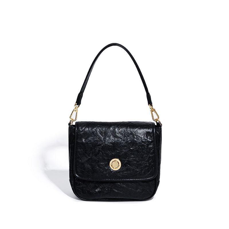 Chic Designer Pleated Tote Bag with Dual Shoulder Straps Quality Grain Leather Handbag Versatile Crossbody and Shoulder Style