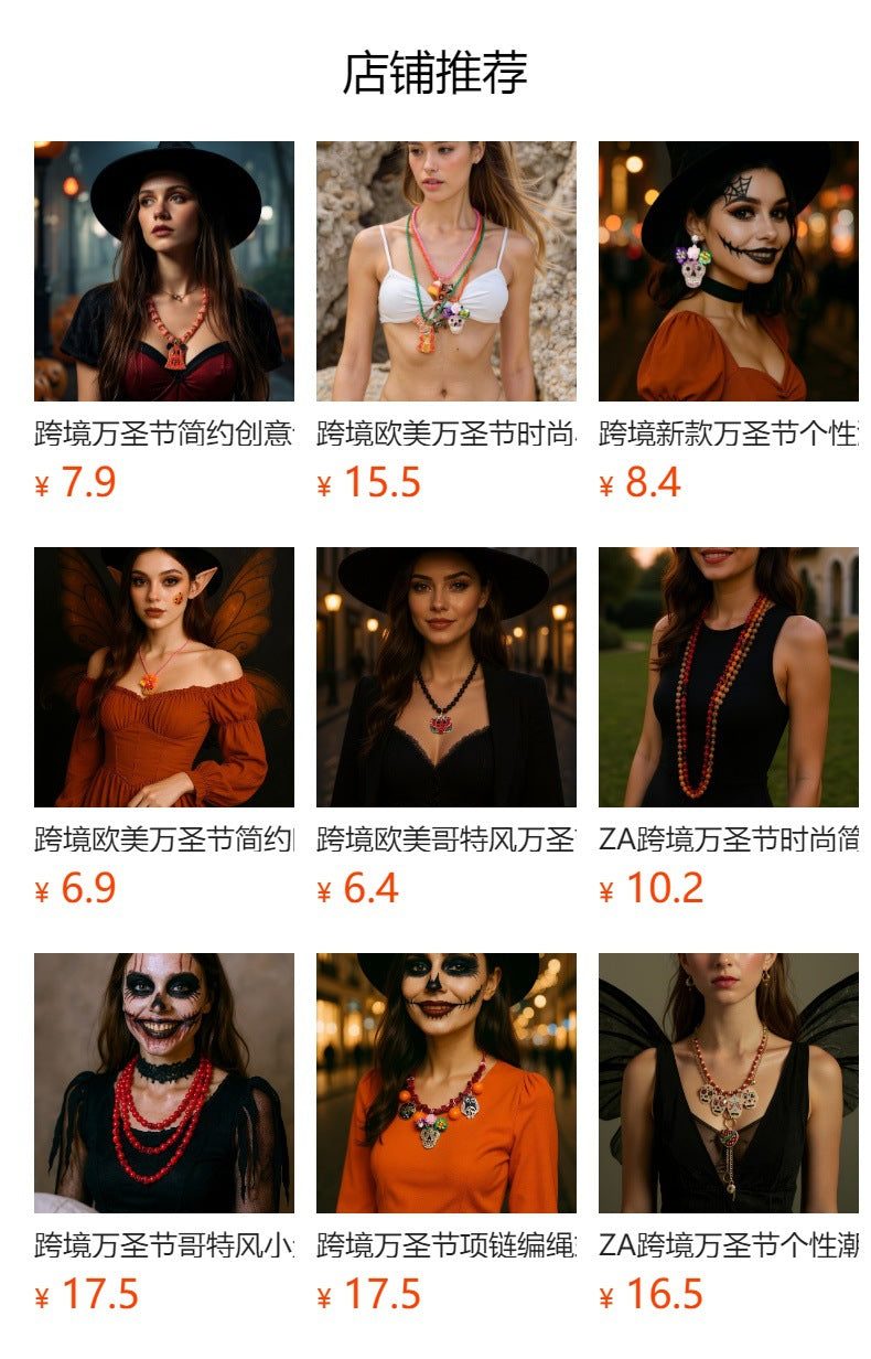 Unique Halloween-Inspired Multi-Layer Alloy Skull Pendant Necklace with Creative Bead Design – Perfect for Spooky Season Fashion