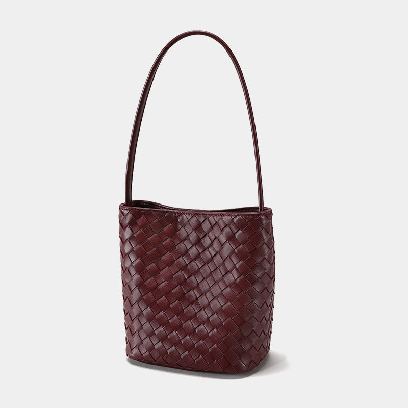 Handcrafted Vintage Bohemian Bucket Bag Chic Korean Style High End Genuine Leather Shoulder Tote for Commuters