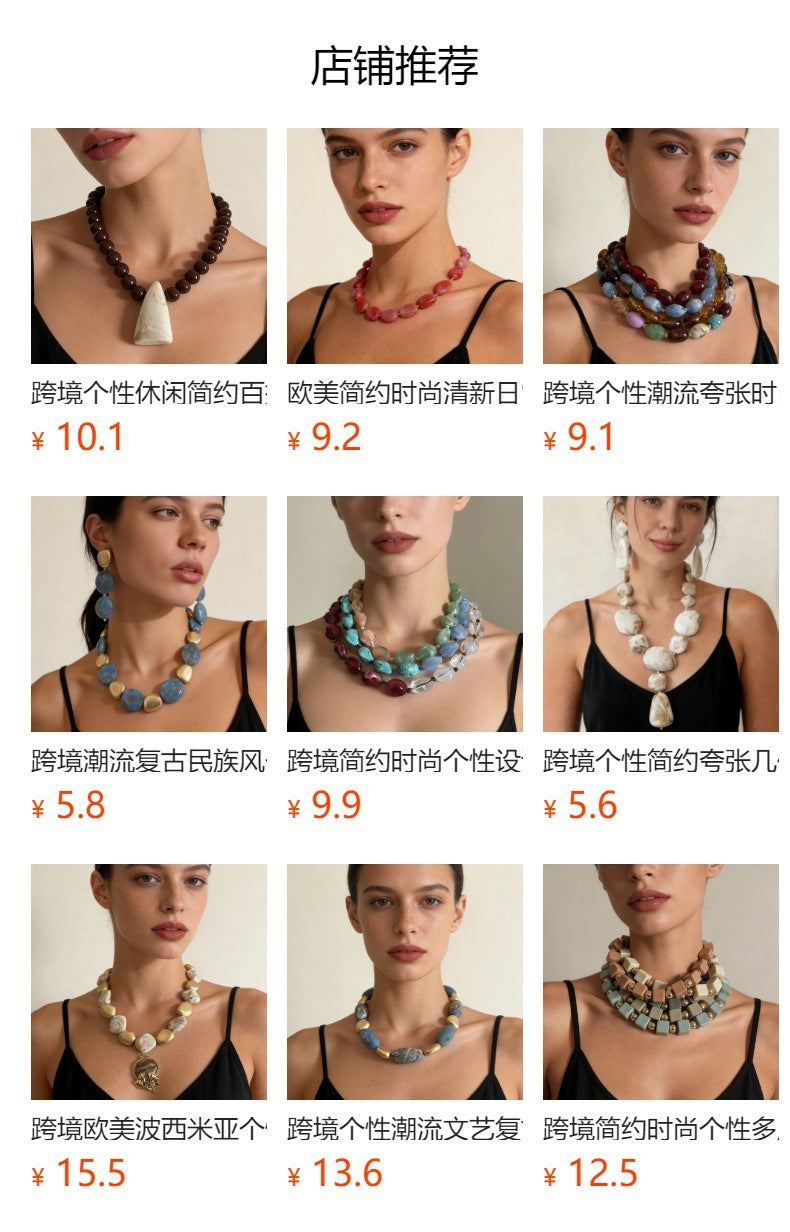 Trendy Statement Geometric Resin Long Pendant Necklace for Women - Versatile, Casual Accessory for Any Outfit