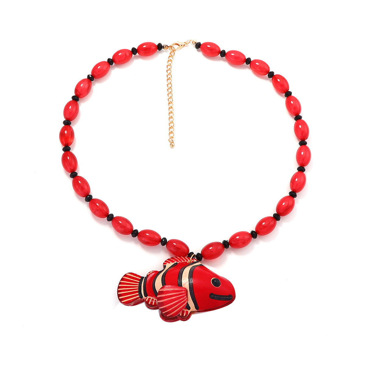 Summer Holiday Ocean-Inspired Alloy Dragon Scale Small Fish Pendant Necklace for Women - Versatile Beach Jewelry Perfect for Every Occasion