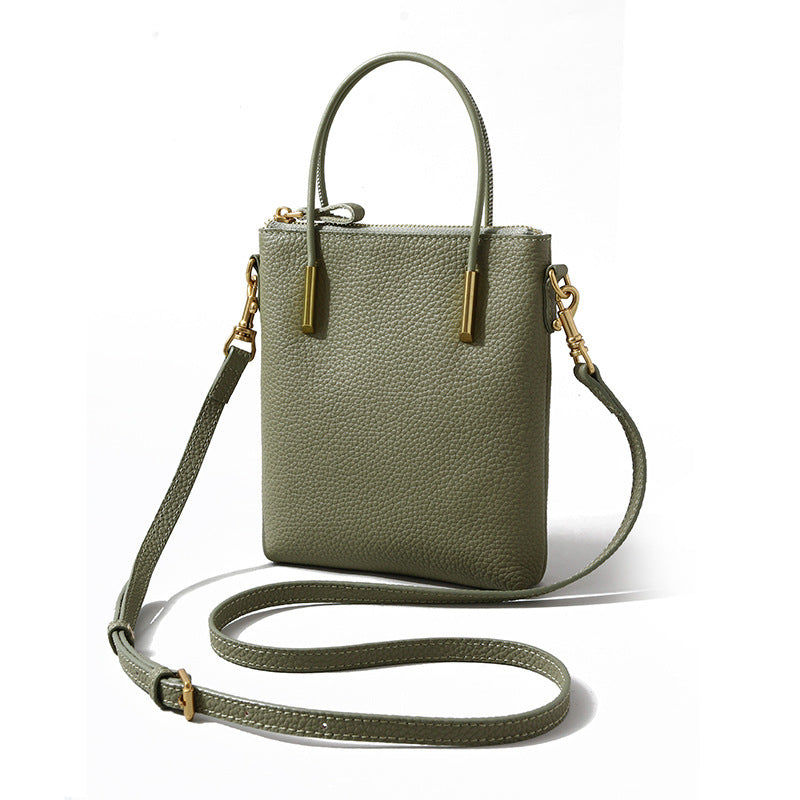 TC Grain Leather Mini Square Handbag Fashion Small Crossbody Bag for Everyday Elegance and Versatility