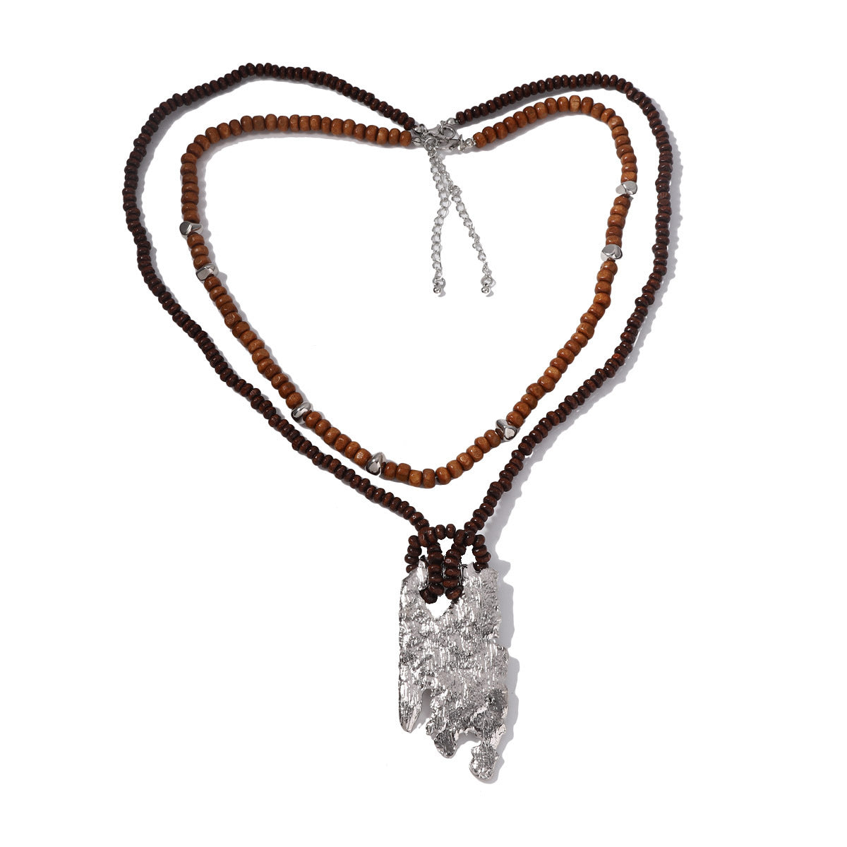 Bohemian-Inspired Vintage Multi-Layered Beaded Long Necklace with Unique Irregular Wood Beads - Perfect for Your Summer Vacations