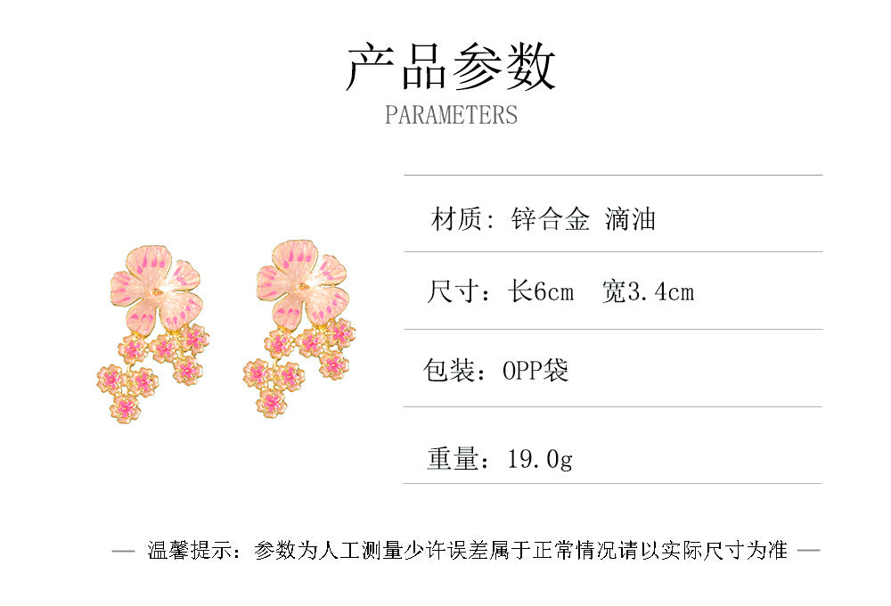 Stylish Alloy Drop Oil Flower Earrings - Exquisite and Bold Floral Design for a Sweet and Chic Look