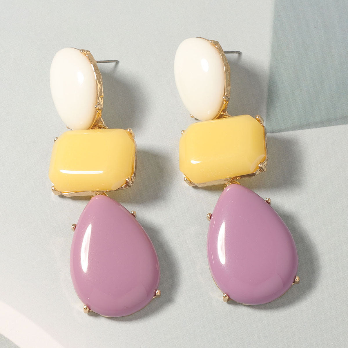 Best-Selling Bohemian Colorful Acetic Acid Resin Alloy Long Drop Earrings - Trendy, Lightweight, and Stylish Jewelry for Every Occasion