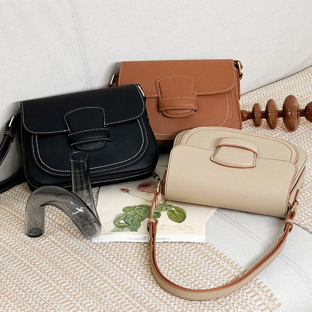 Genuine Leather Saddle Bag with Exquisite Design Ideal for Shoulder or Crossbody, High-end Style