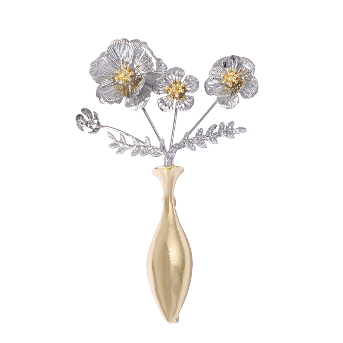 Chic Minimalist Gold Alloy Flower Necklace, Brooch, and Earring Set - Exquisite Cold Aesthetic Jewelry for Elegant Styles