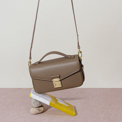 Square Bag with Top Layer Cowhide, Lightweight Luxury Vintage Shoulder Bag, Versatile Commute Handheld Crossbody Bag
