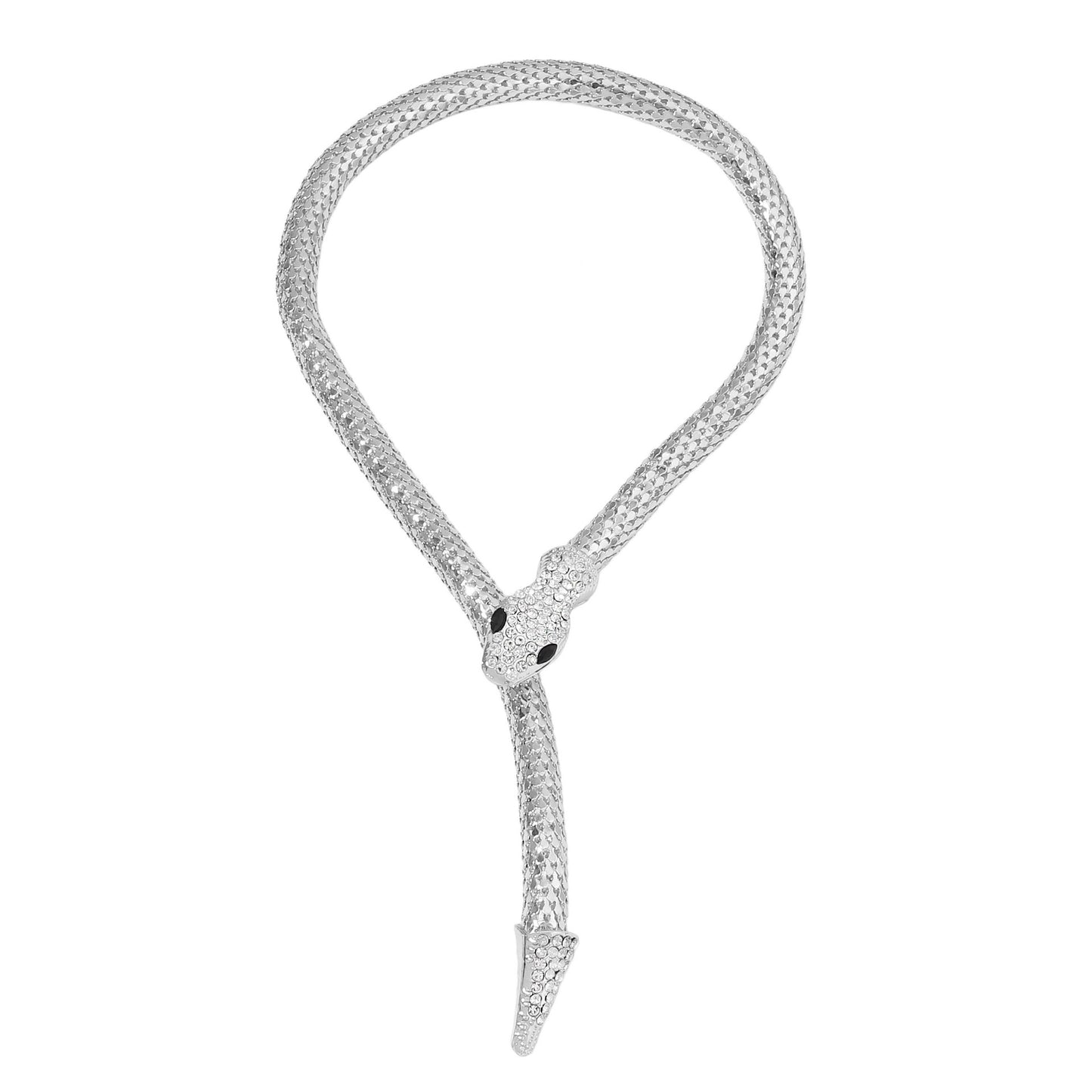 Exquisite Punk Style Gold Plated Magnetic Snake Chain Choker with Dazzling Rhinestones - Versatile Statement Jewelry Perfect for Any Occasion