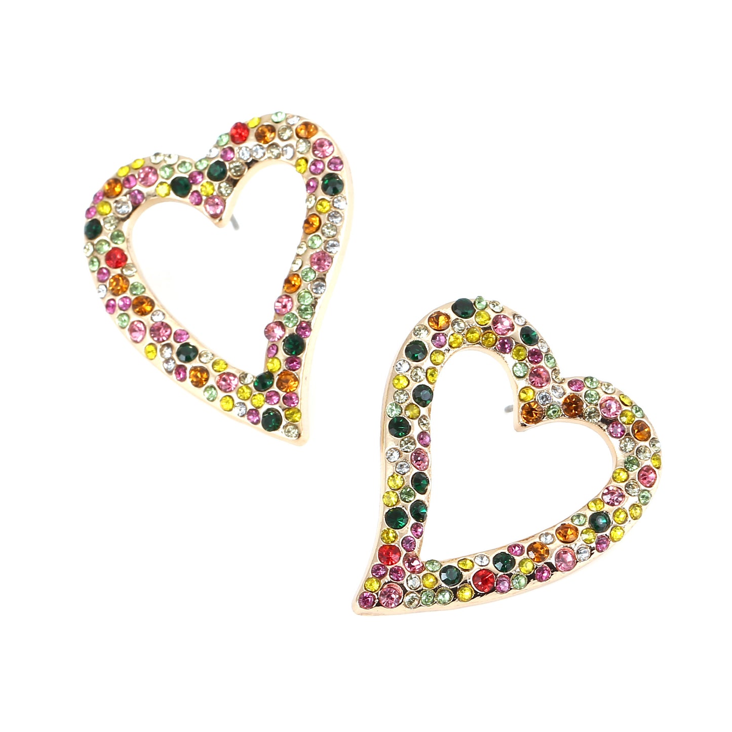 Chic Heart-Shaped Stud Earrings with Sparkling Rhinestones and Elegant Pearls – Available in 6 Stunning Colors for Every Occasion