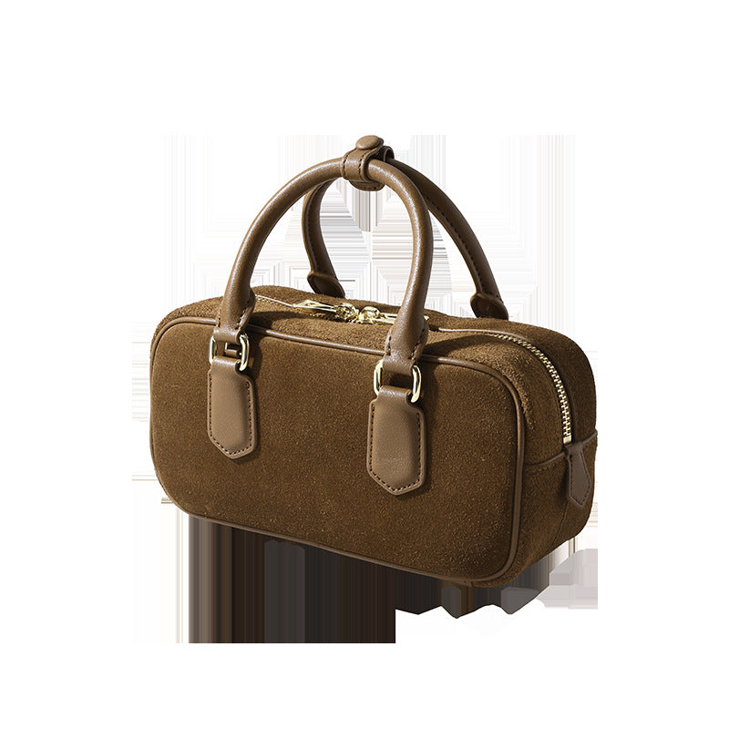 Luxury Korean Inspired Suede Leather Tote Bag Spacious High End Handbag for Business and Commute Versatile Crossbody Design Authentic Leather Women's Bag