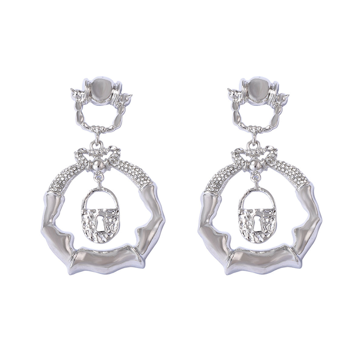 Luxurious Vintage-Inspired Creative Design Alloy Keyhole Drop Earrings with Micro Paved Zircon Stones for Women – Statement Jewelry for Any Occasion