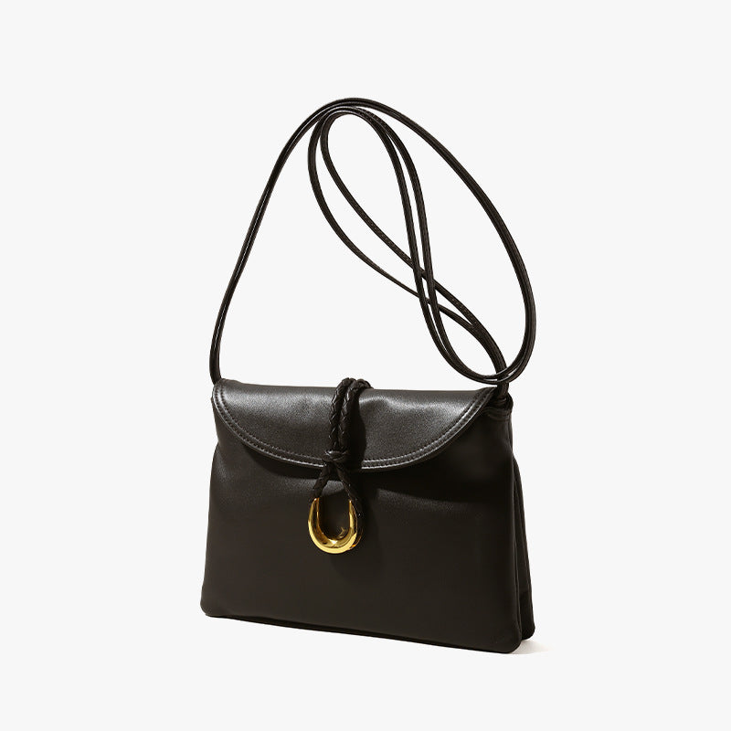 Elegant Leather Saddle Crossbody Bag for Women Versatile Genuine Lambskin Shoulder Purse with Chic Design for Any Occasion