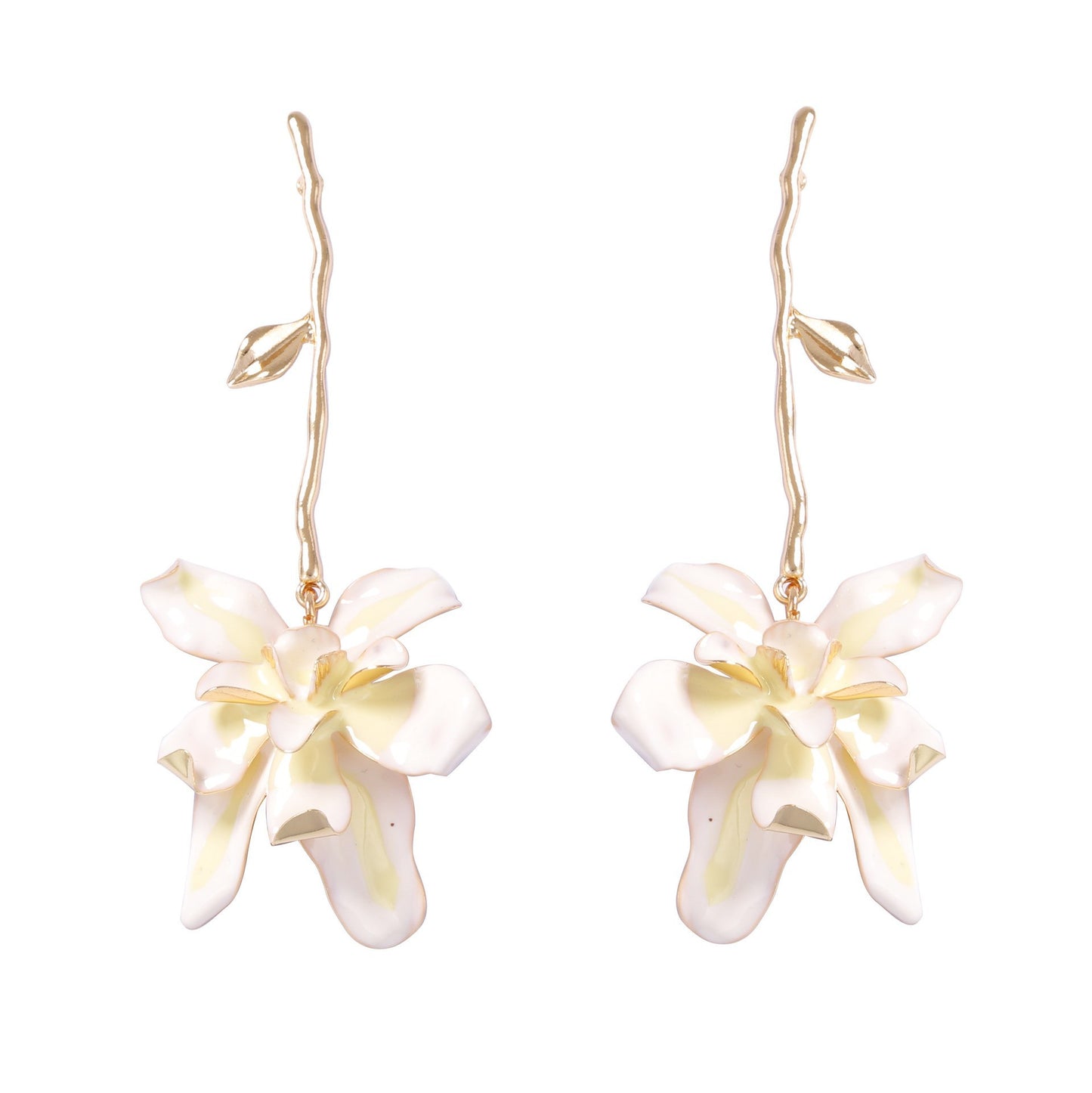 Exaggerated Metal Flower Stem Earrings - Versatile and Stylish Long Dangle Earrings for Women Perfect for Vacations and Every Occasion