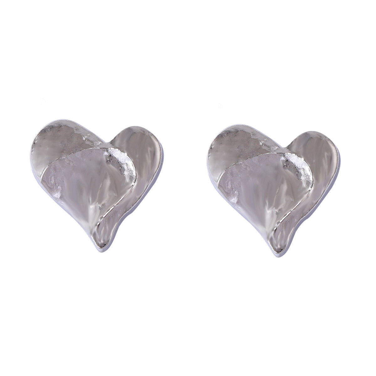 Chic Minimalist Punk-Style Heart-Shaped Alloy Earrings for Women – Versatile Retro Casual Design with Unique Textured Finish