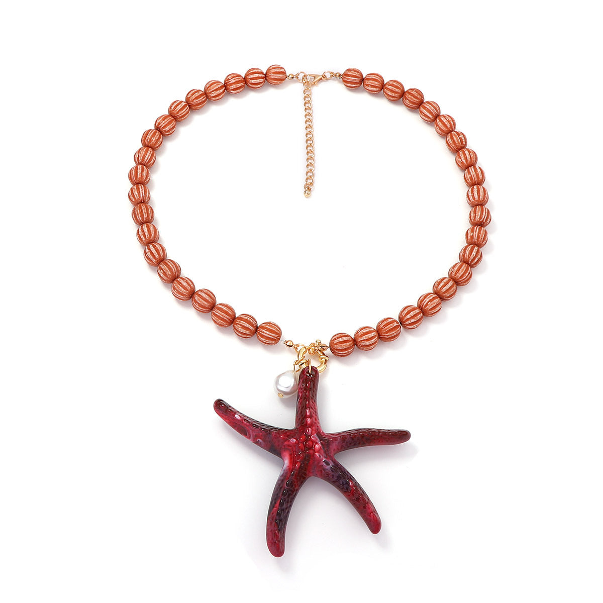 Beach Vacation-Inspired Ocean Life Pendant Necklace with Colorful Beaded Design - Perfect Summer Jewelry for Women
