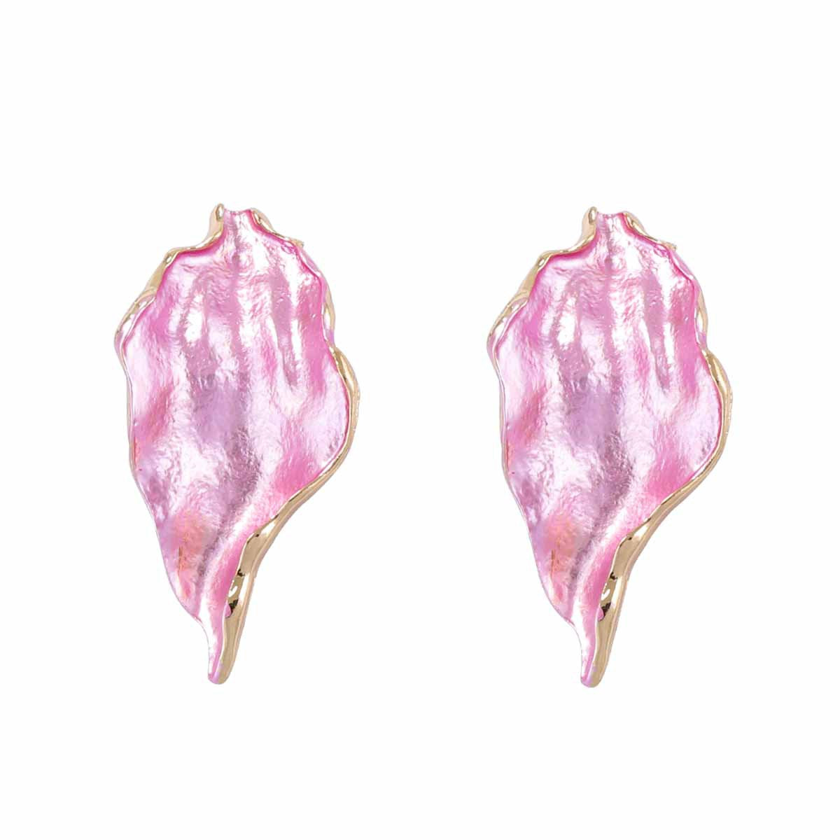 Trendy and Chic Irregular Pleated Alloy Drop Oil Leaf Earrings – Versatile Accessory for Everyday Elegance