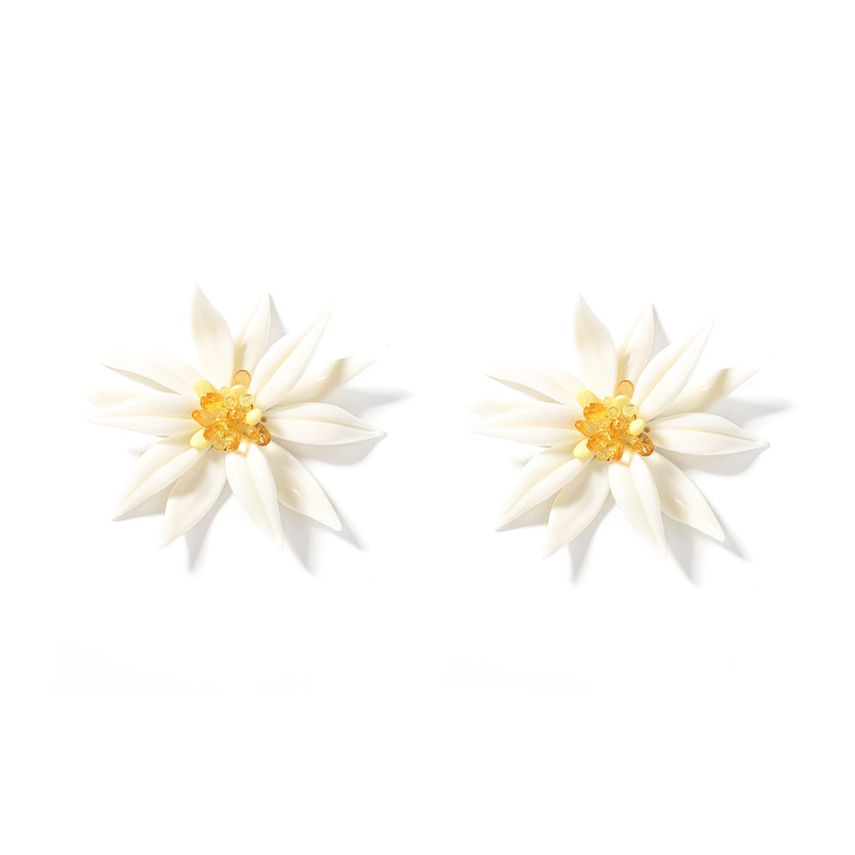 Trendy Large White Floral Statement Earrings for Women – Perfect for Vacations, Parties, and Evening Events